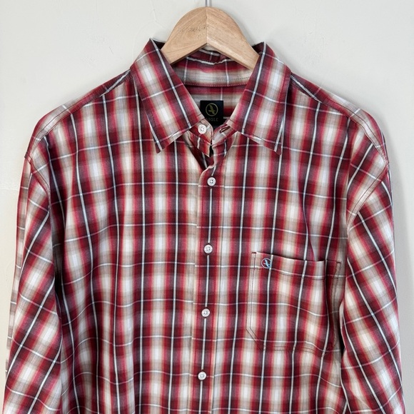 Aigle Red Plaid Collared Long Sleeve Mens Size L Button Up Casual Cotton - Picture 4 of 12
